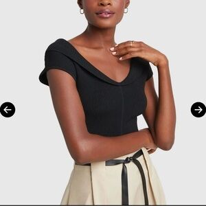 TOTEME Off-Shoulder Knit Top in Black Size XS